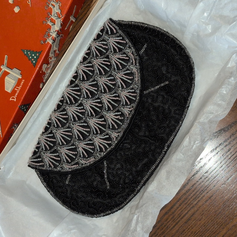 Vintage Perfect Elegant Black Beaded Clutch